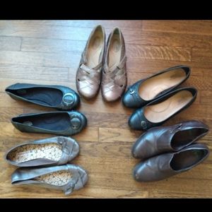 5 Pair of Size 10 Women's Shoes 4 pair of flats and 1 pair of booties.